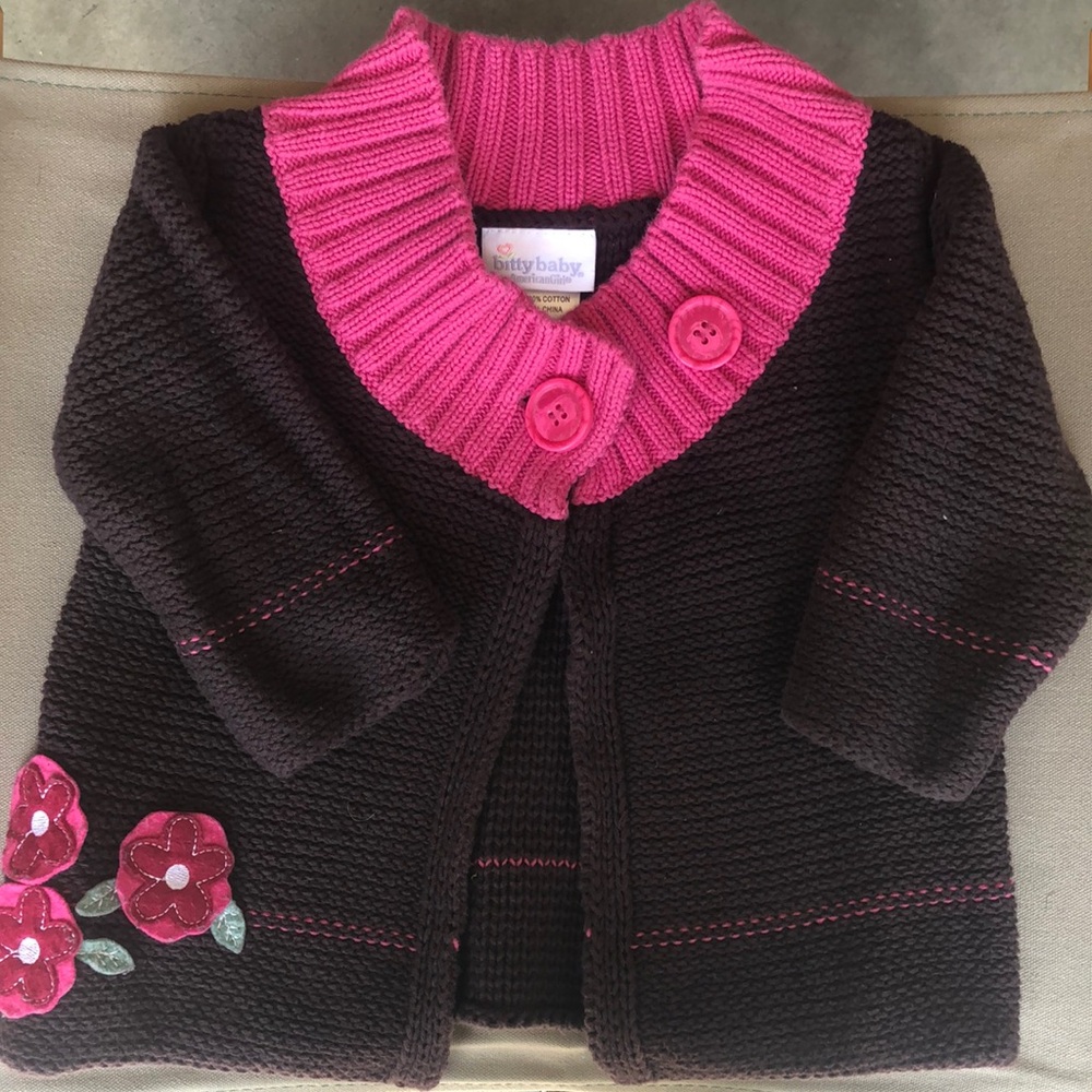 American girl Pink and Brown Knit Cardigan